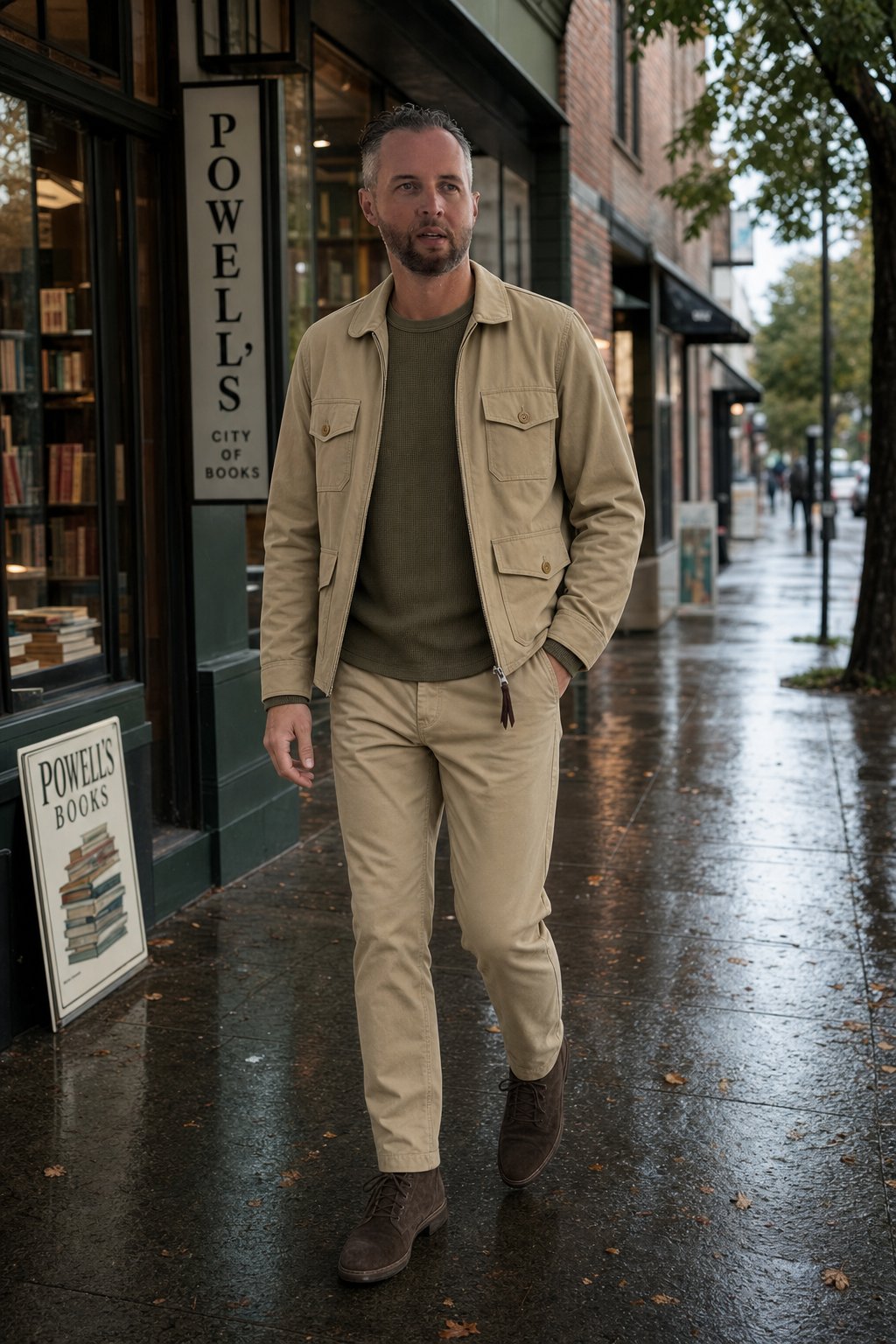 Buck Mason lookbook — Rainy Lunch, Powell’s, Galleries