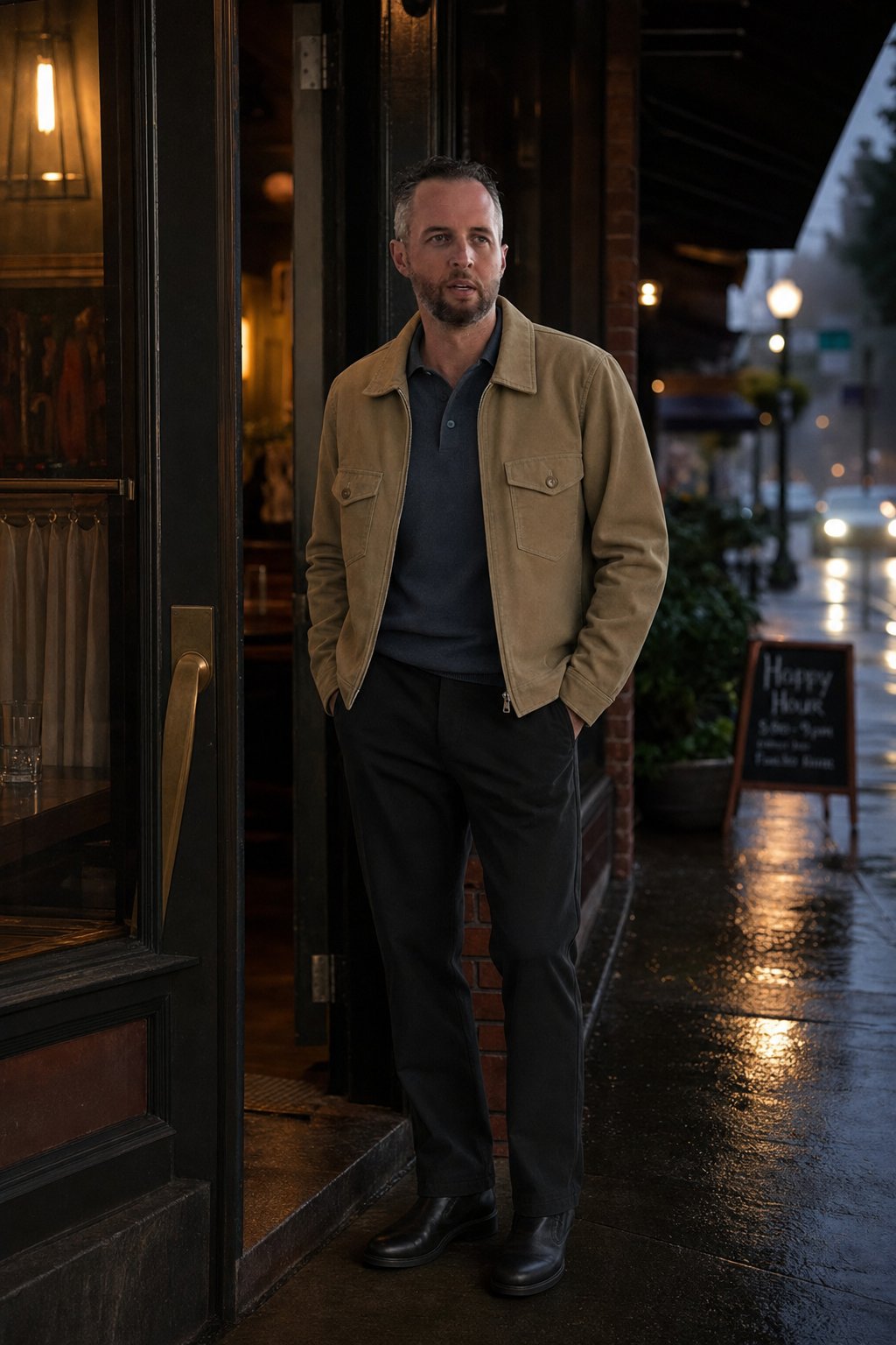 Buck Mason lookbook — Dinner, Bar, Cool Evening